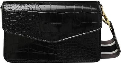 Bijoutheek Tas Crossover Tas Mat Croco Zwart