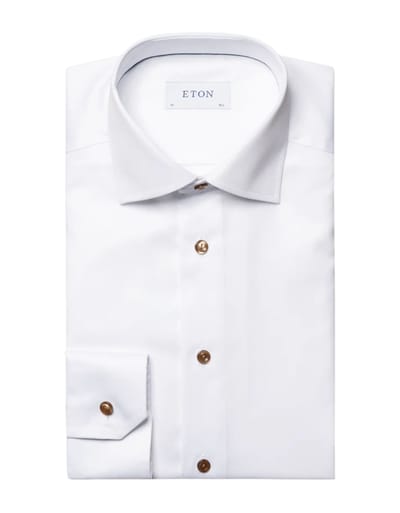Eton Signature Twill Brown Ribbon Shirt Lange Mouw Overhemden Wit 100010749