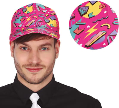 Fiestas Foute 80s/90s print party pet - roze - jaren 80/90 verkleed accessoires - volwassenen onze size