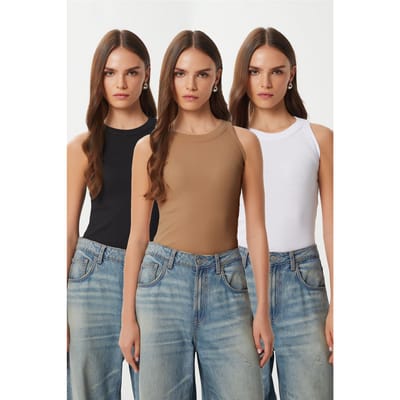 Fitted Katoenen 3-Pack Tanktop