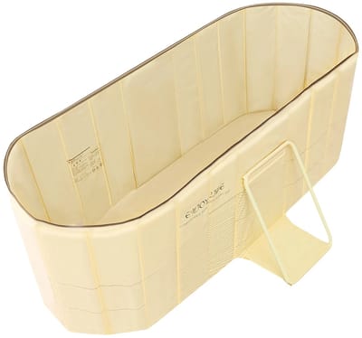 RosaBloom Opvouwbare Badkuip - Draagbaar Zitbad Volwassenen - IJsbad - Spa Hot Tub - Vijflaags Geïsoleerd - 150x55x50 cm - PVC - Geel
