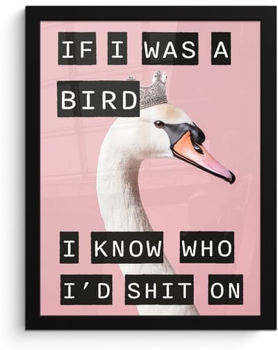 Poster in lijst - Fotolijst 30x40 cm - Posters - Zwaan - Vogel - Decoratie - Roze - Posterlijst zwart - Decoratie - Wanddecoratie woonkamer - Muurdecoratie slaapkamer