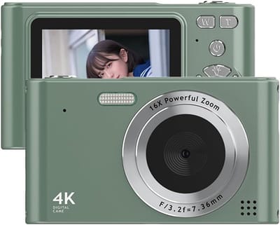Fotocamera - 4K, 48 MP, compact, 6,1 cm (2,4 inch), met 16-voudige zoom, voor kinderen, beginners en volwassenen, geïntegreerde flitser en accu - 64GB
