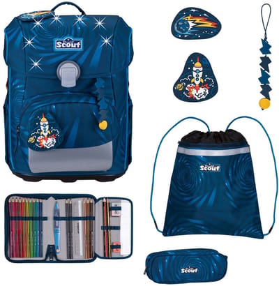 Scout schooltas LED Neo Set 4-delig Rocket Rider donkerblauw