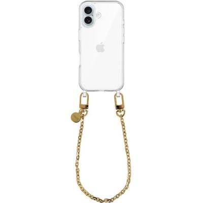 xoxo Wildhearts siliconen hoesje - Geschikt voor iPhone 17 hoesje - Dreamy - Telefoonhoesje - Hoesje met koord - Gouden ketting - kort telefoonkoord - Transparant hoesje (korte variant)