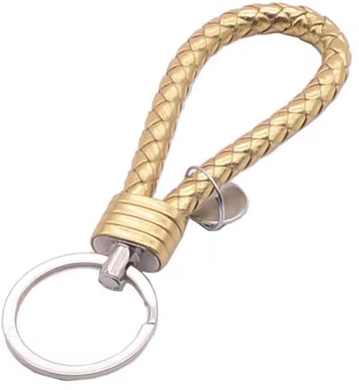 CHPN - Sleutelhanger - Kunstleren sleutelhanger - Kunstleer - Chique sleutelhanger - Cadeau - Vaderdag - Goud - sleutelhanger - Keychain leatherlook - Met zilveren ring