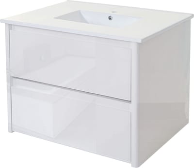 Wastafel + badmeubel MCW-B19, wastafelmeubel badkamer, hoogglans 50x80cm ~ wit