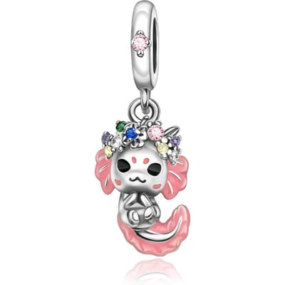 Ahthen Echte Koperen Kralen Mexicaanse Salamander Bedel Past op Slangenhuid Armbanden Kettingen Dames Sieraden Creatie gray