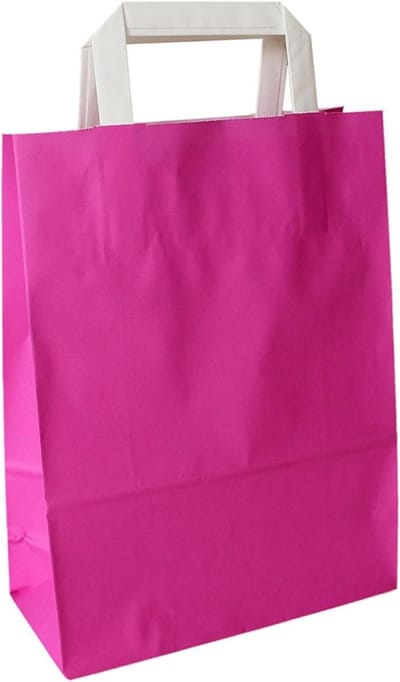 Papieren draagtassen - Geschenkzakjes - Winkelen en presenteren - Platte handvatten - 22x29 cm - Roze