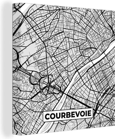 Canvas Schilderij Stadskaart - Frankrijk - Kaart - Courbevoie - Plattegrond - 20x20 cm - Wanddecoratie