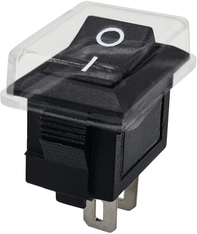 ProRide Mini Wipschakelaar ON/OFF KCD1-10 - met Beschermkapjes - 2-pins - 19x11.5mm - Rechthoek - 250V/3A - Zwart