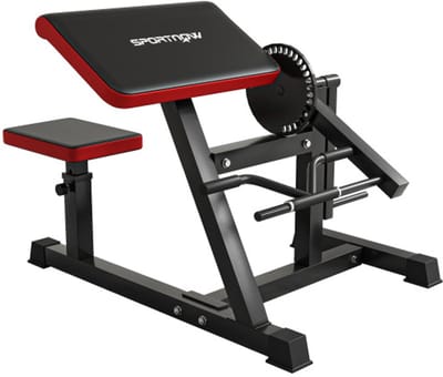 Biceps triceps curl machine fitnessapparaat met 5‑standen verstelbare zitting voor triceps extension, kunstleer zwart