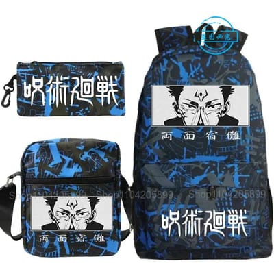 3 Stuks Jujutsu Kaisen Rugzak Anime Meisjes Jongens Cadeau Schooltas Student Tiener Schooltas Laptop Met Schoudertassen Etui 16 inches