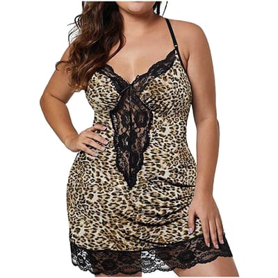 Vrouwen Mode Sexy Plue Size Kanten Ondergoed Jarretelrokje Nachthemd 5XL kaki