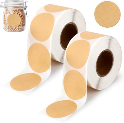 Kraft stickers 1000 stuks - ronde bruin - zelfklevend - ideaal voor notities - ShopVlot