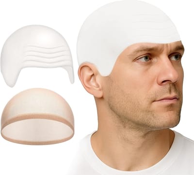 Bare Hat met Wig Cap, Latex Kale Hoofd voor Volwassenen en Kinderen, Skully Caps Kostuum Accessoire voor Halloween, Cosplay en Theatervoorstellingen