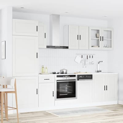 vidaXL - 8-delige - Keukenkastenset - Porto - bewerkt - hout - wit