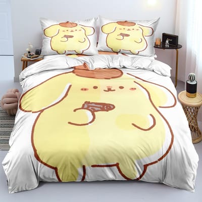 Ensembles de literie mignons Pom Pom Purin Couette Housse de lit Housse de couette Taie d'oreiller Ensembles 2-3 pièces Taille enfant adulte Décor de chambre AU King 245x210cm