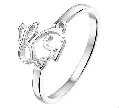 Zilver Gerhodineerde Kinderring konijn 1325973 15.50 mm (49)