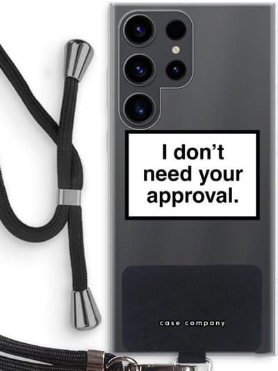 Hoesje met koord geschikt voor Samsung Galaxy S23 Ultra hoesje met Koord - Don't need approval - Telefoonhoesje met Zwart Koord - Bescherming aan alle Kanten en Over de Schermrand