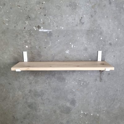 GoudmetHout® Wandplank Industrieel - 40 x 30 cm Muurplank - Eiken Hout - Decoratie Wandrek & Boekenrek - Hangplank Keuken - Wall Shelf + 2 Mat Witte Plankdragers van Staal