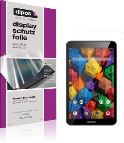 dipos – 2x Beschermfolie geschikt voor Archos T80 HD WiFi | Krasbestendige & heldere Screenprotector Ultra-Thin
