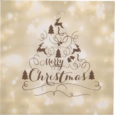 Clayre & Eef Servetten Papier Set van 20 33x33 cm Beige Papier Kerst
