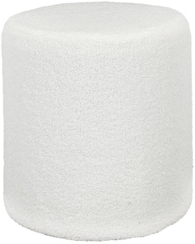 Home deco factory Poef bouclé - wit - rond - D35 cm - teddy stof - hocker - teddy poef