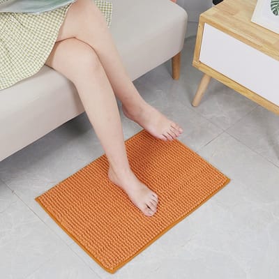 Zachte antislip badkamermat, huishoudelijk kortpolig chenille waterabsorberend tapijt kantoor entree studeerkamer slaapkamer woonkamer badkamer antislipmat voetmat (40cm*60cm) - Champagne