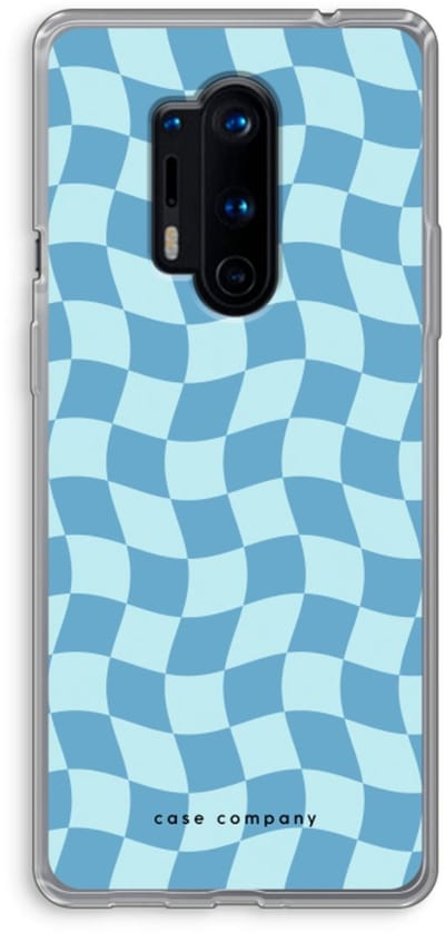 Case Company® - Hoesje geschikt voor OnePlus 8 Pro hoesje - Grid Blauw - Soft Cover Telefoonhoesje - Bescherming aan alle Kanten en Schermrand