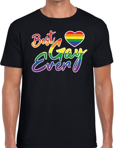 Best gay ever gaypride t-shirt - regenboog t-shirt zwart voor heren - Gay pride S