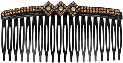 Haarsoires Haarspeld Sierkam Opsteekkam 10cm - Strass Steentjes - Zwart Champagnekleurig Goud - Haarversierkam - Haar Versiering