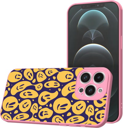 Smartphonica Telefoonhoesje Geschikt voor iPhone 12 Pro Max met Smiley en Emoji opdruk - TPU Back Cover Case Smiley and Emoji Design - Roze geschikt voor iPhone 12 Pro Max