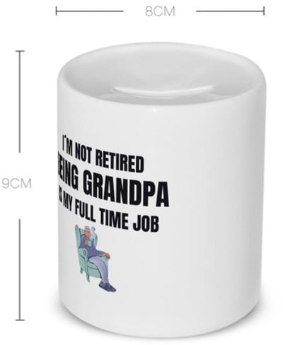 Akyol - im not retired being grandpa is my full time job Spaarpot - Opa - opa cadeau - cadeau - pension - kantoorhumor - 350 ML inhoud