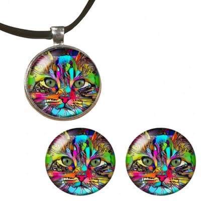 2-Delige set Zimba- Clip oorbellen- Ketting- Charme Bijoux