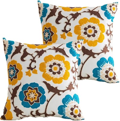 Set van 2 esthetische boho-kussenslopen 45 x 45 cm, decoratieve kussenhoezen voor bank en slaapkamer, trendy woonkameraccessoires