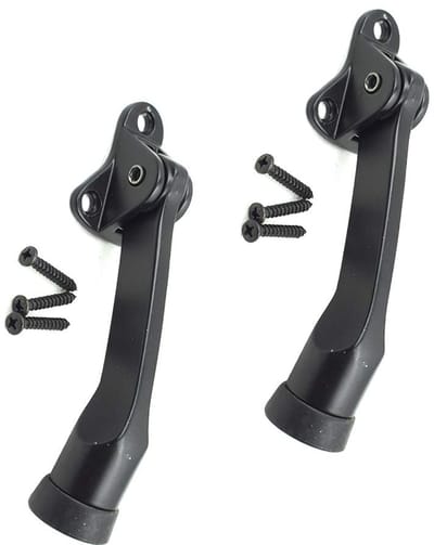 2 stuks Deurstopper - Sterke deurstopper - Met antislip rubberen punt - Deurstopper - Stevige Deurstopper - RVS - Voor Zware Deuren - Verstelbaar - Deurbescherming - Deurklink Bescherming - 13CM - Zwart