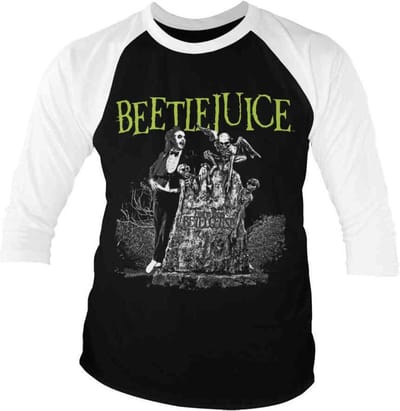 Beetlejuice Raglan top -S- Headstone Zwart/Wit
