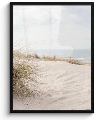 Poster in lijst - Fotolijst 60x80 cm - Posters - Wolken - Duinlandschap - Zand - Posterlijst zwart - Decoratie - Wanddecoratie woonkamer - Muurdecoratie slaapkamer