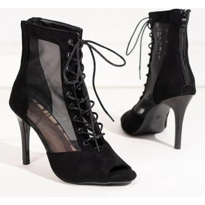 Sexy Dames Stiletto's Latijns Dansschoenen Ballroom Tango Salsa Danslaarzen Vetersluiting Zachte Zool Party Mesh Laarzen 9CM 37