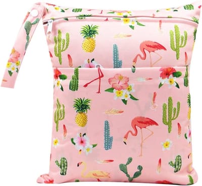 Herbruikbare Waterdichte Luiertas, Reizen Nappy Organizer, Verwijderbare Dubbele Rits Tas voor Baby's, Strand, Zwembad en Sportactiviteiten (Roze)