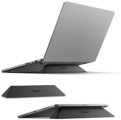 Spigen SlimFold Draagbare Laptopstandaard & Toetsenbordverhoger | Geschikt voor Laptop, MacBook en iPad | Opvouwbaar | Ergonomisch Verstelbaar | Antislip | LD201-S4 | Zwart
