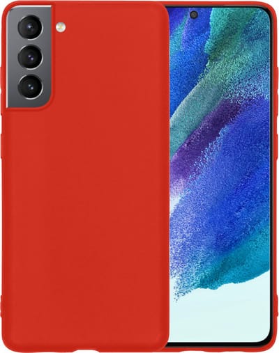 Hoesje - Geschikt voor Samsung Galaxy S21 FE - Sterk & Shockproof - Siliconen Case - Hoes Cover - Telefoonhoes - Rood