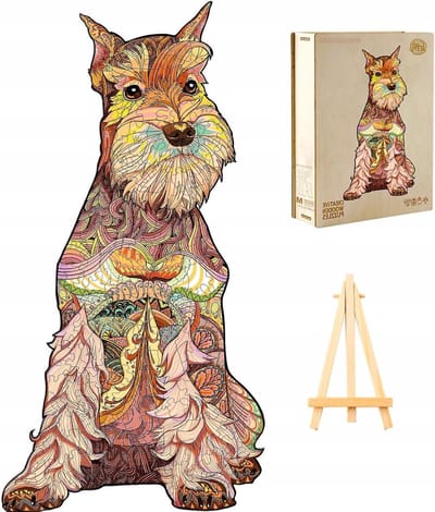 Houten puzzel met hondenmotief, 300 stukjes, 43 x 23,7 cm, cadeau-idee voor kinderen, puzzel hond, unieke diervormige creatieve jigsaw van hout voor volwassenen