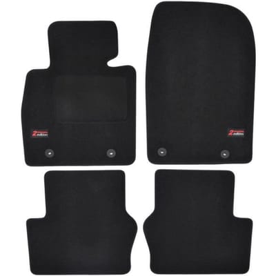 Tapis de sol - Logo - Mazda 2 - Velours noir - 4 pièces - Ajustement précis