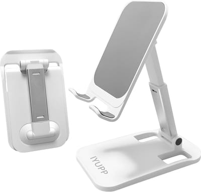 IYUPP Telefoonhouder - Universeel - Verstelbaar - Inklapbaar - Bureau Statief - Dock - Wit - Telefoon houder