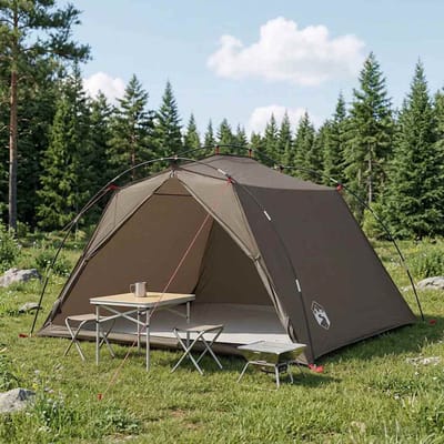 vidaXL - Tunneltent - 4-persoons - Bruin - en - Grijs