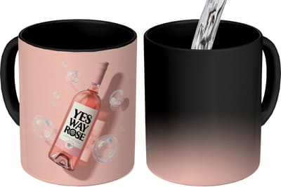 Magische Mok - Foto op Warmte Mokken - Koffiemok - Bubbels - Rosé - Roze - Magic Mok - Beker - 350 ML - Theemok