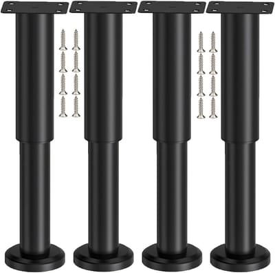 Set van 4 Verstelbare Meubelpoten in Zwart, Hoogte Verstelbaar van 18-30 cm voor Sofa, Kast en Bed