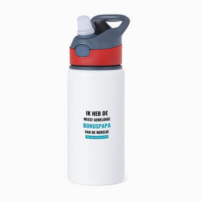 Hacebo® - ik heb de meest geweldige bonuspapa van wereld (klopt, deze mok heb ik van hem) waterfles met rietje rood - de meest geweldigste bonusvader - vader cadeautjes - vaderdag - verjaardagscadeau - verjaardag - water fles - 650ML